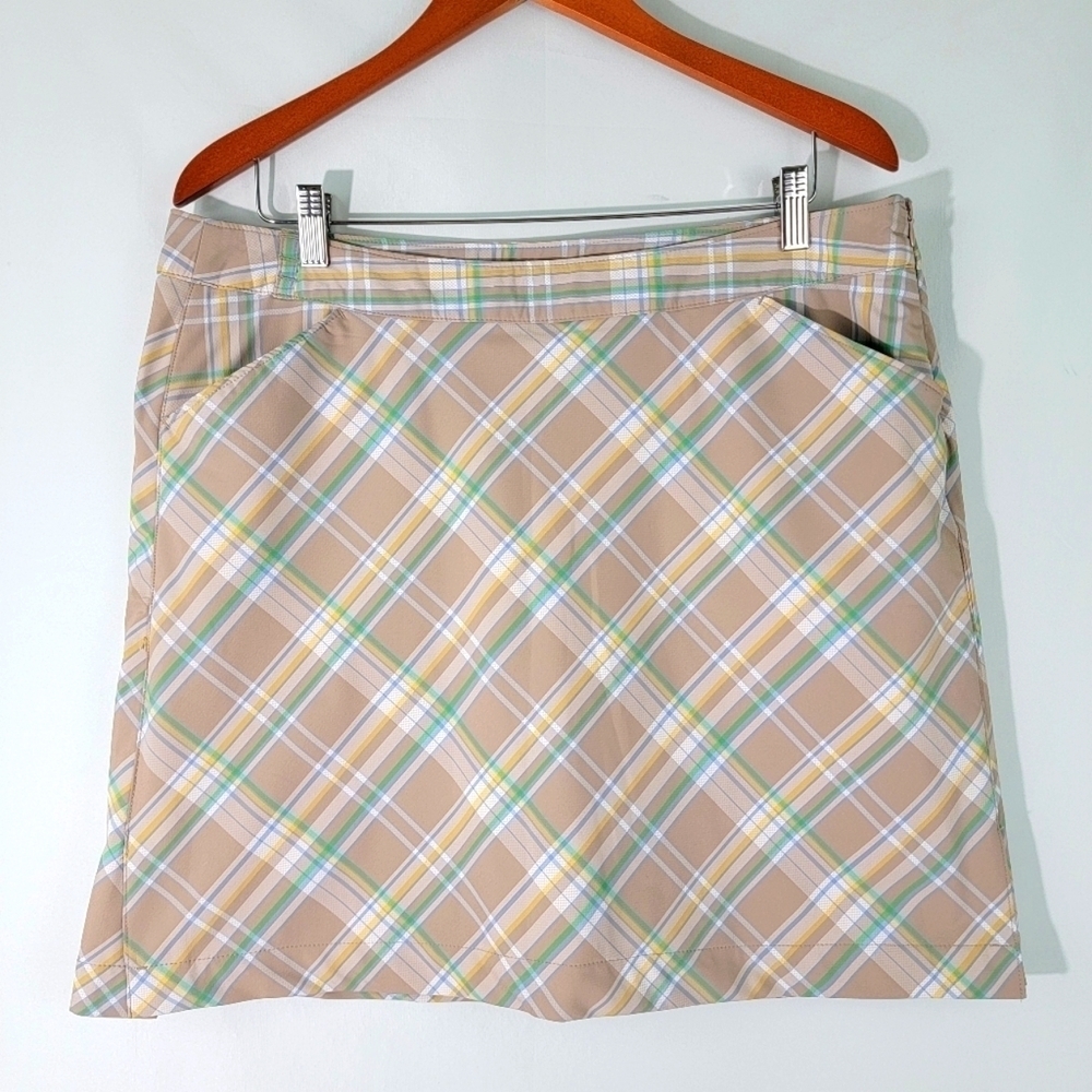 Callaway Women's Gray/Green Golf/Tennis Skort Size 14 Front Back Pockets EUC